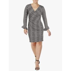 Lauren Ralph Lauren Women's Plaid Ruched Dress Black Size 14 Knee Length‎